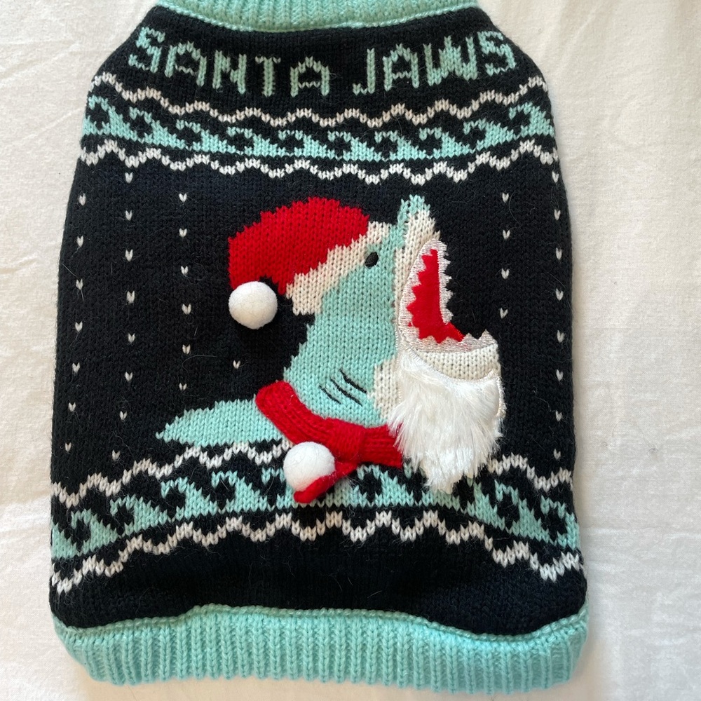 Merry & Bright Santa Jaws Pet Sweater (NWT)